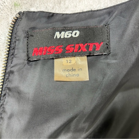 Miss Sixty Black Ruched Sheath Dress SZ 12 - Picture 4 of 5